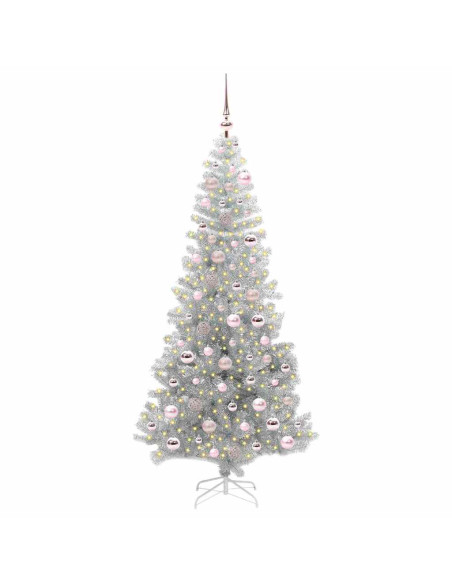 Albero di Natale con 300 LED con supporto Argento 180 cm PET