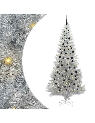 Albero di Natale con 300 LED con supporto Argento 240 cm PET