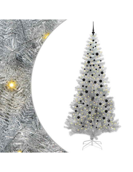 Albero di Natale con 300 LED con supporto Argento 240 cm PET