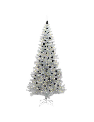 Albero di Natale con 300 LED con supporto Argento 240 cm PET
