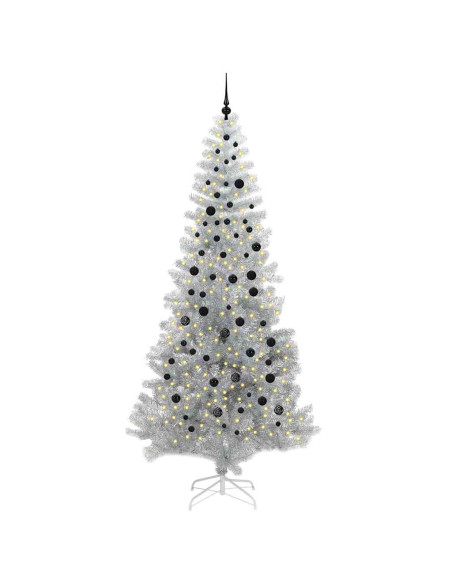Albero di Natale con 300 LED con supporto Argento 240 cm PET
