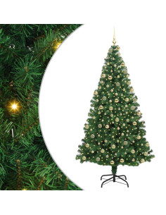 Albero di Natale artificiale con 300 LED Verde 180 cm 2