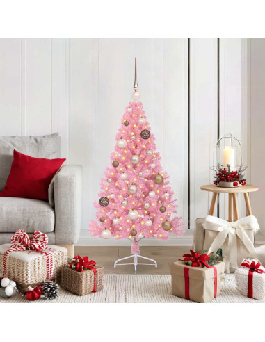 Albero di Natale artificiale con luci integrate Rosa 120 cm PVC