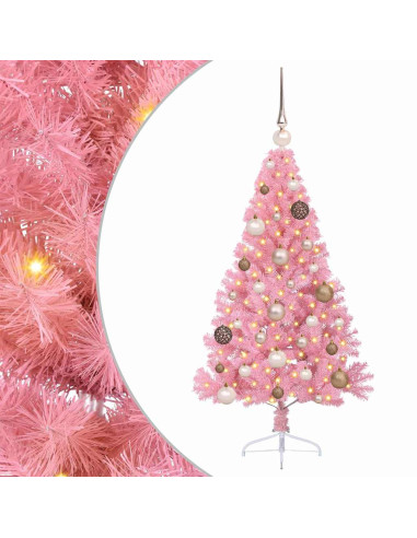 Albero di Natale artificiale con luci integrate Rosa 120 cm PVC