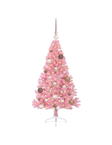 Albero di Natale artificiale con luci integrate Rosa 120 cm PVC