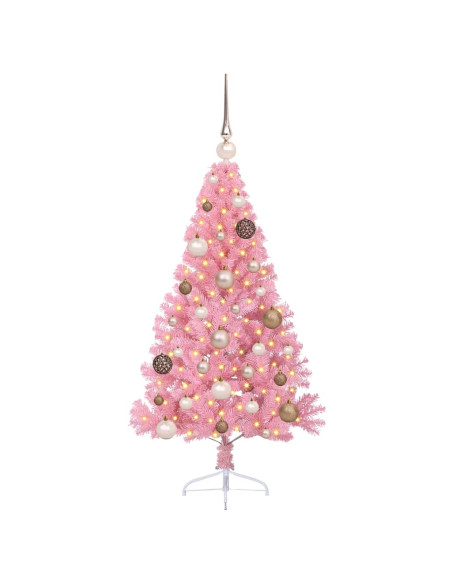 Albero di Natale artificiale con luci integrate Rosa 120 cm PVC