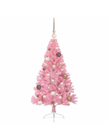 Albero di Natale artificiale con luci integrate Rosa 120 cm PVC