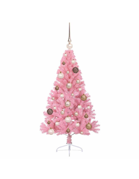 Albero di Natale artificiale con luci integrate Rosa 120 cm PVC