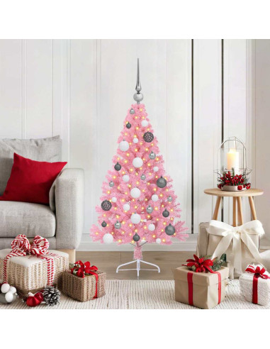Albero di Natale artificiale con luci integrate Rosa 120 cm PVC