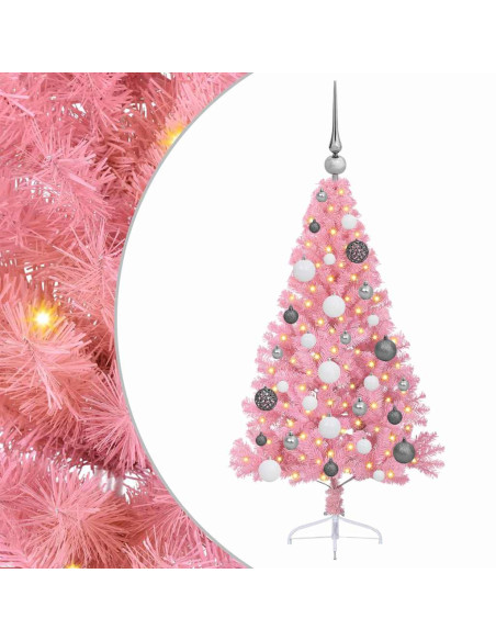 Albero di Natale artificiale con luci integrate Rosa 120 cm PVC