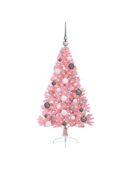 Albero di Natale artificiale con luci integrate Rosa 120 cm PVC