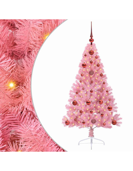 Albero di Natale artificiale con luci integrate Rosa 120 cm PVC
