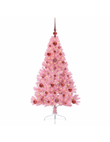 Albero di Natale artificiale con luci integrate Rosa 120 cm PVC
