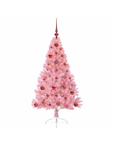 Albero di Natale artificiale con luci integrate Rosa 120 cm PVC