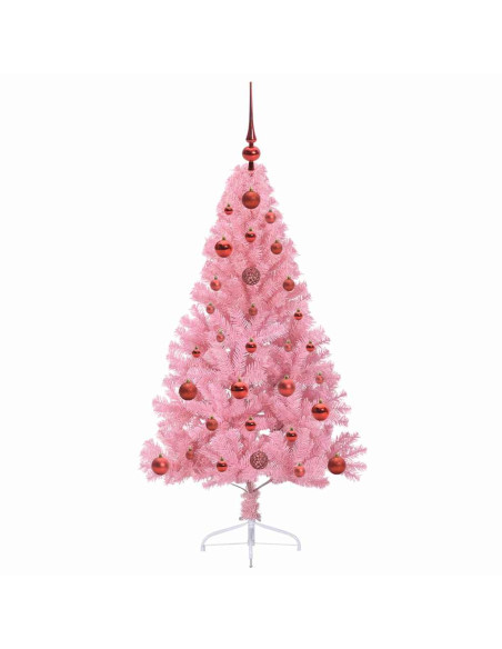 Albero di Natale artificiale con luci integrate Rosa 120 cm PVC