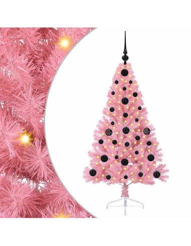 Albero di Natale artificiale con luci integrate Rosa 120 cm PVC