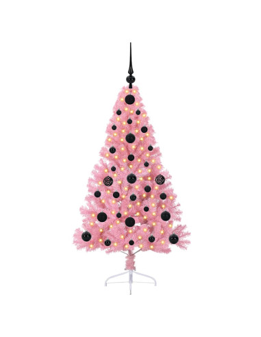 Albero di Natale artificiale con luci integrate Rosa 120 cm PVC