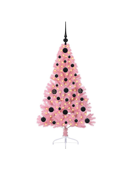 Albero di Natale artificiale con luci integrate Rosa 120 cm PVC