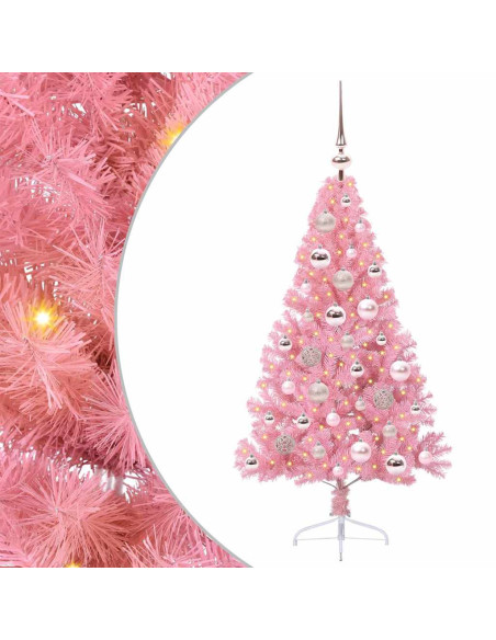 Albero di Natale artificiale con luci integrate Rosa 120 cm PVC