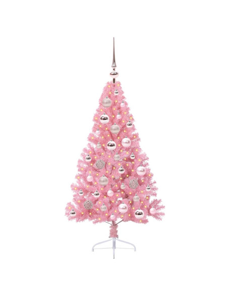 Albero di Natale artificiale con luci integrate Rosa 120 cm PVC