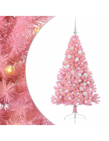 Albero di Natale artificiale con luci integrate Rosa 120 cm PVC