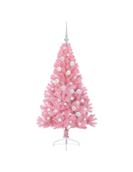 Albero di Natale artificiale con luci integrate Rosa 120 cm PVC