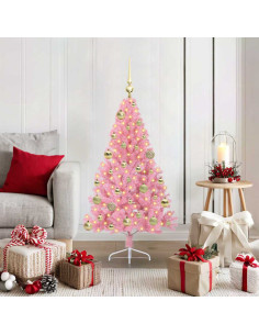 Albero di Natale artificiale con luci integrate Rosa 120 cm PVC 2