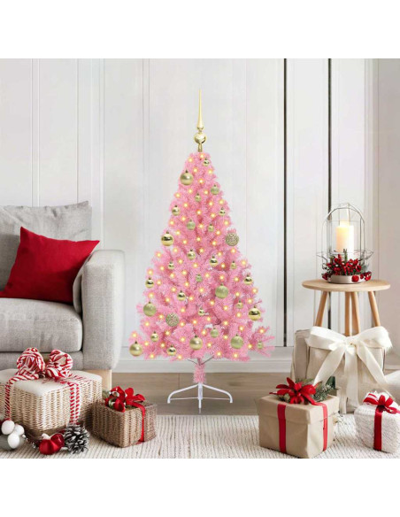 Albero di Natale artificiale con luci integrate Rosa 120 cm PVC