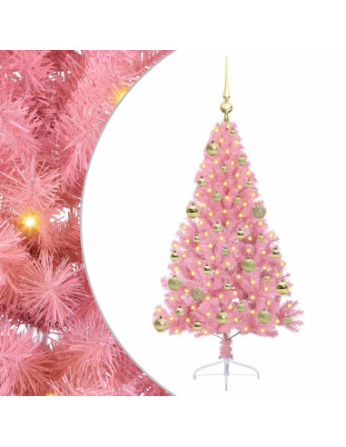 Albero di Natale artificiale con luci integrate Rosa 120 cm PVC
