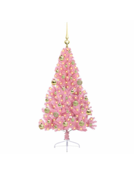 Albero di Natale artificiale con luci integrate Rosa 120 cm PVC