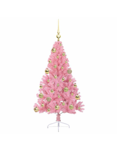 Albero di Natale artificiale con luci integrate Rosa 120 cm PVC