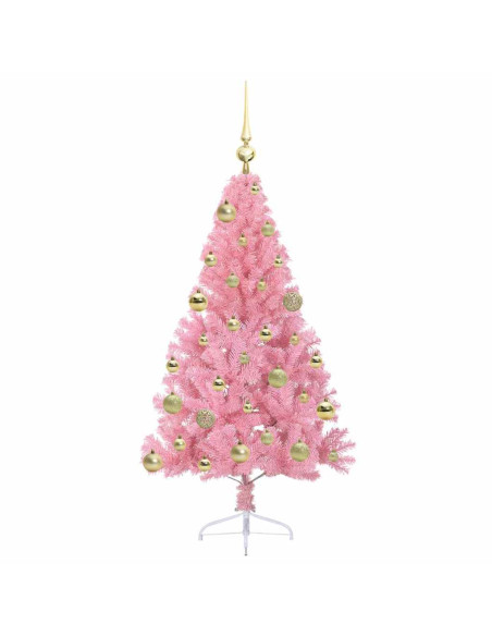 Albero di Natale artificiale con luci integrate Rosa 120 cm PVC