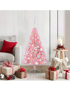 Albero di Natale artificiale con luci integrate Rosa 120 cm PVC 2