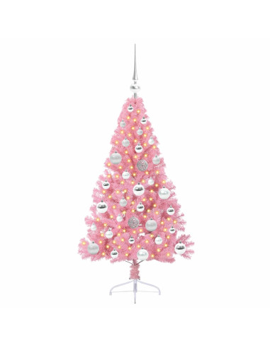 Albero di Natale artificiale con luci integrate Rosa 120 cm PVC