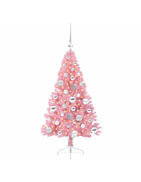 Albero di Natale artificiale con luci integrate Rosa 120 cm PVC