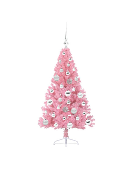 Albero di Natale artificiale con luci integrate Rosa 120 cm PVC