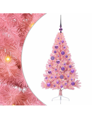 Albero di Natale artificiale con luci integrate Rosa 120 cm PVC