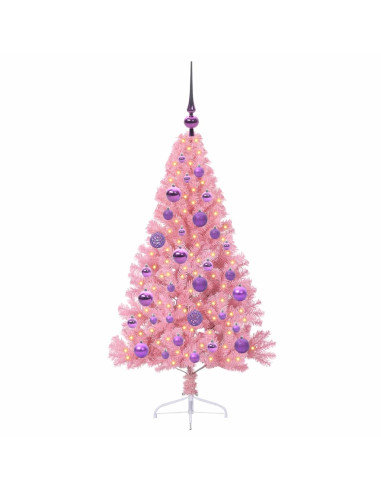 Albero di Natale artificiale con luci integrate Rosa 120 cm PVC