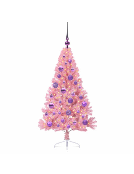Albero di Natale artificiale con luci integrate Rosa 120 cm PVC
