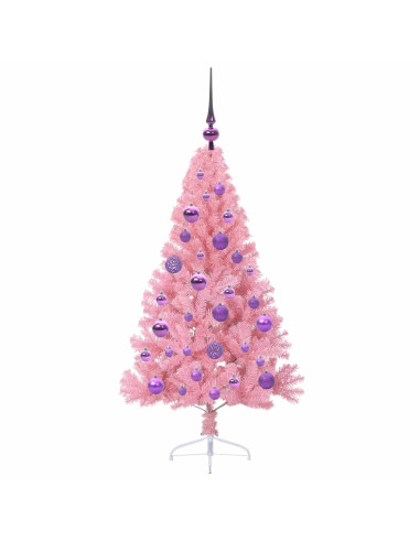 Albero di Natale artificiale con luci integrate Rosa 120 cm PVC