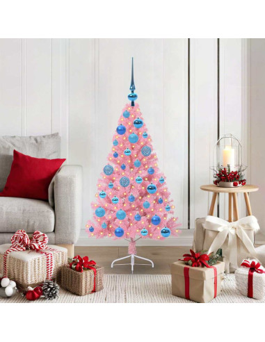 Albero di Natale artificiale con luci integrate Rosa 120 cm PVC