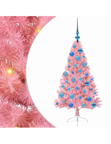 Albero di Natale artificiale con luci integrate Rosa 120 cm PVC