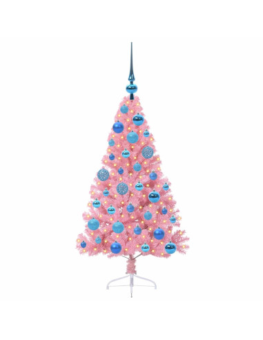 Albero di Natale artificiale con luci integrate Rosa 120 cm PVC