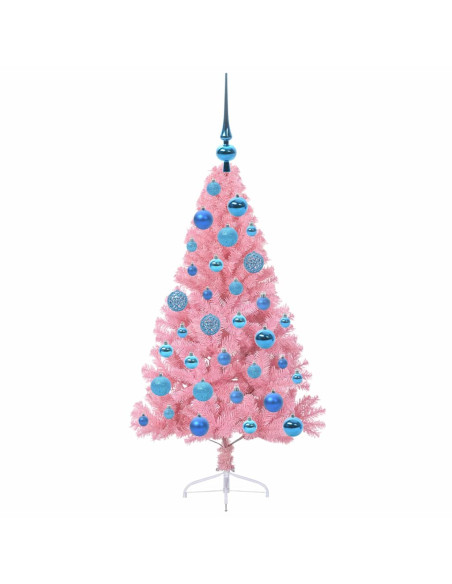Albero di Natale artificiale con luci integrate Rosa 120 cm PVC