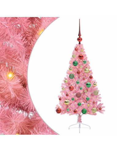Albero di Natale artificiale con luci integrate Rosa 120 cm PVC