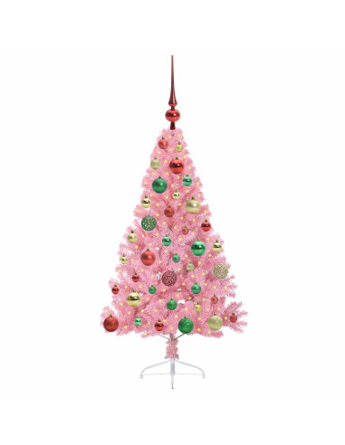 Albero di Natale artificiale con luci integrate Rosa 120 cm PVC
