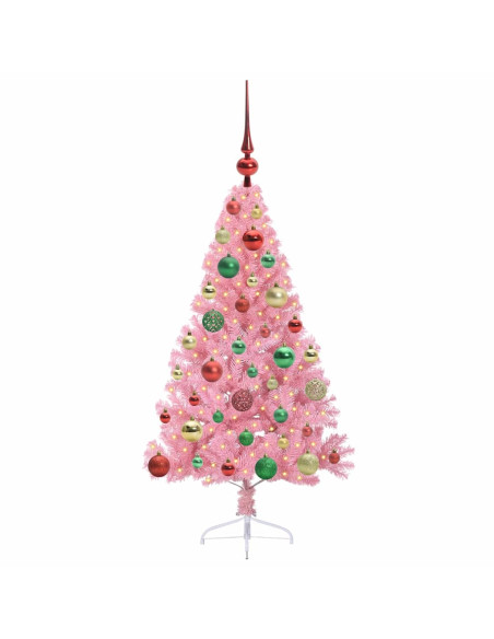 Albero di Natale artificiale con luci integrate Rosa 120 cm PVC