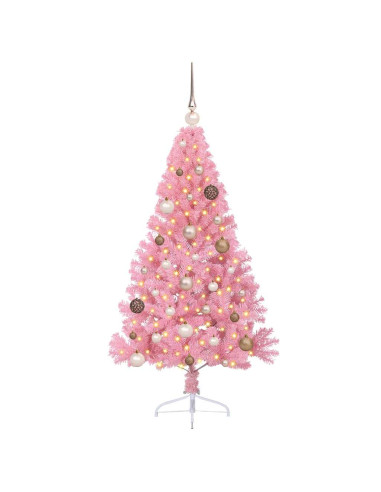 Albero di Natale artificiale con luci integrate Rosa 150 cm PVC