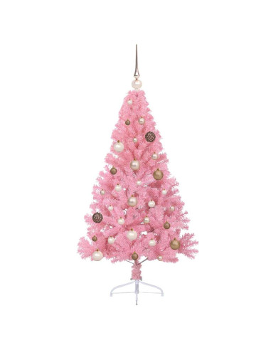 Albero di Natale artificiale con luci integrate Rosa 150 cm PVC