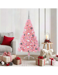 Albero di Natale artificiale con luci integrate Rosa 150 cm PVC 2